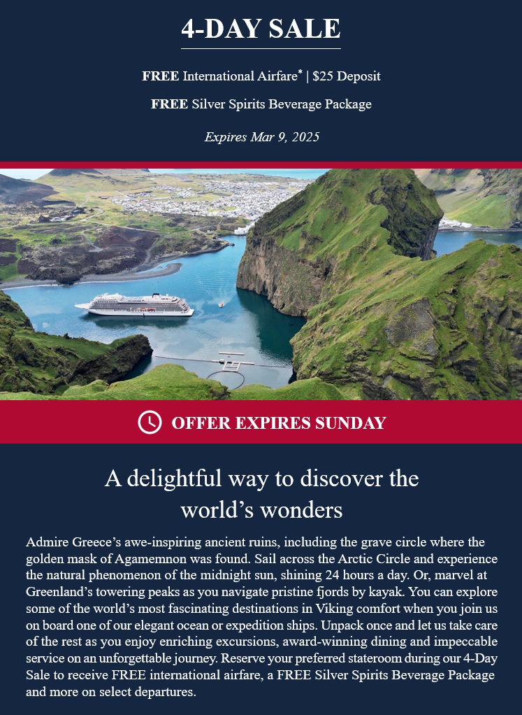 Viking: 4-DAY SALE on Ocean & Expedition Voyages