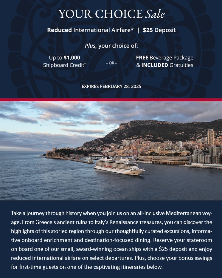 Viking Your Choice Sale: Mediterranean Voyages